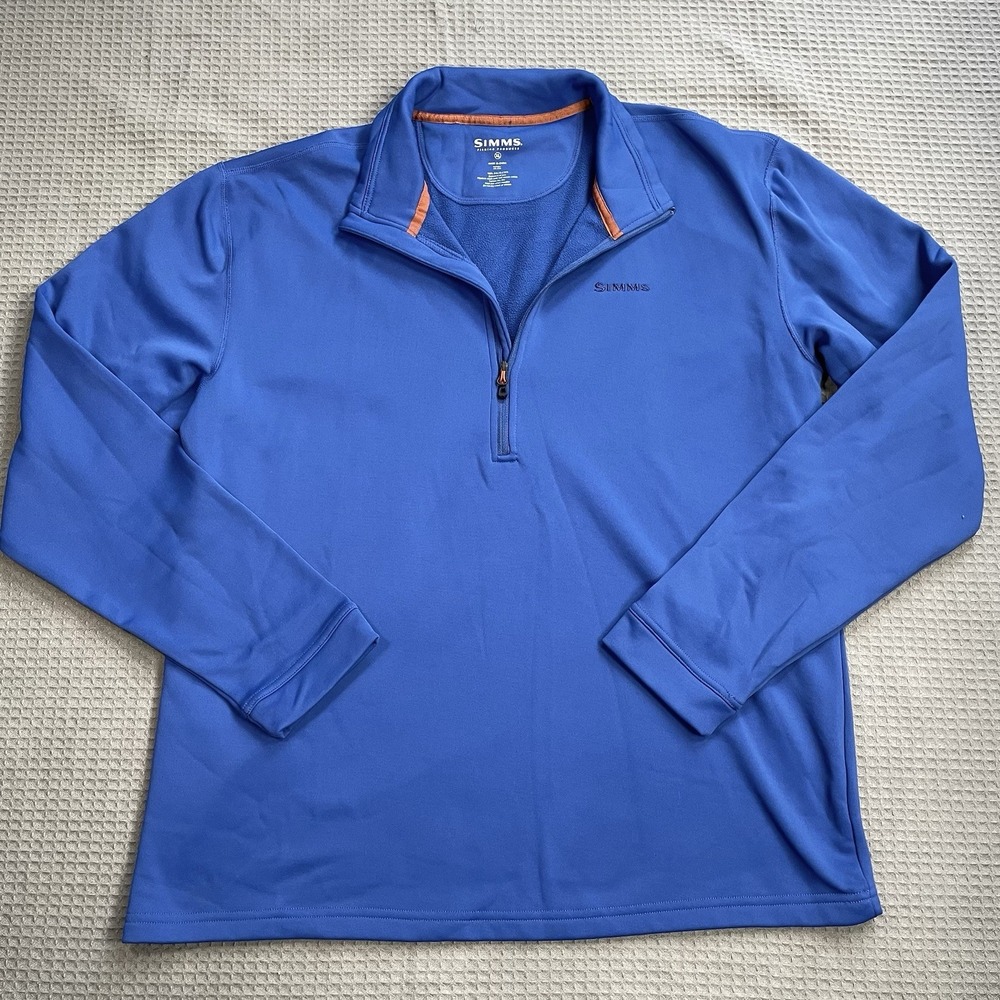 Simms 1/4 Zip Fleece Pullover Sweatshirt Top XL Mens Fishing Blue Performance